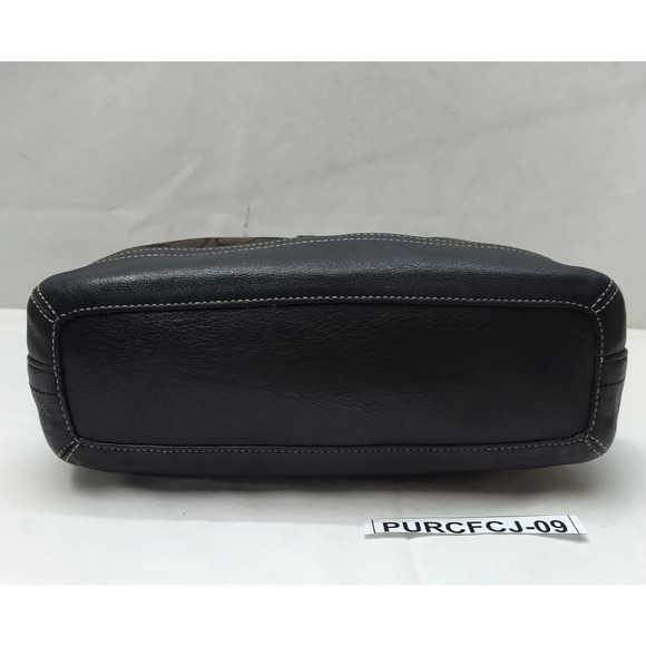 Coach Signature Black Canvas Leather Trim Zipper Closure Hobo Shoulder Bag - Picture 7 of 16